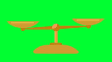 Scales for balance measure on Green screen. Mechanical balancing scales Symbol of law and justice,punishment and truth, measuring device Unequal Scales. video