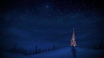 feliz navidad escena nocturna azul con luces de estrellas brillantes video