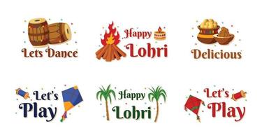 conjunto de pegatinas de chat lohri vector