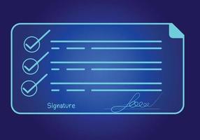 Concept  Electronic Signature Electronic Signing of Digital Documents on Virtual Laptop Screen vector