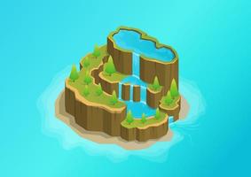 isometric stepped mountain island vector