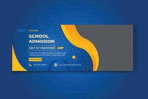 portada de redes sociales de admisión a la escuela y plantilla de banner web vector