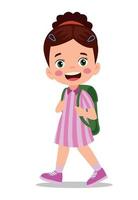 student walking to school with school bag vector