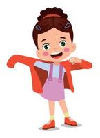 Cute little boy wearing clothes get dressed daily routine activity vector