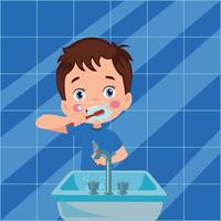 niño cepillarse los dientes ilustración vectorial vector