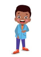 Cute little boy wearing clothes get dressed daily routine activity vector