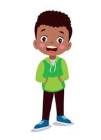 Cute little boy wearing clothes get dressed daily routine activity vector