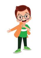 Cute little boy wearing clothes get dressed daily routine activity vector