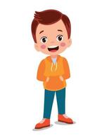 Cute little boy wearing clothes get dressed daily routine activity vector