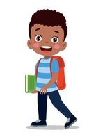 student walking to school with school bag vector