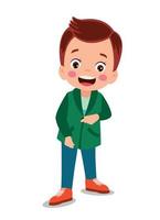 Cute little boy wearing clothes get dressed daily routine activity vector