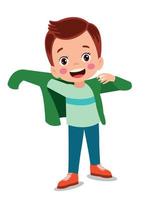 Cute little boy wearing clothes get dressed daily routine activity vector