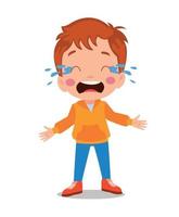 vector illustration of little boy with smiling crying happy facial expression