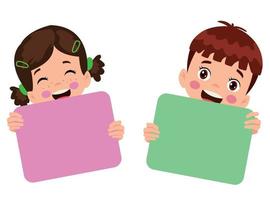 kids with blank banner vector illustration