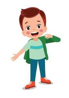 Cute little boy wearing clothes get dressed daily routine activity vector