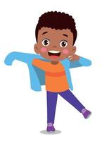 Cute little boy wearing clothes get dressed daily routine activity vector