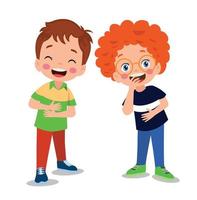 cute little boy laugh together with friend vector