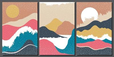 Japanese background with line wave pattern vector. Abstract template with geometric pattern. Mountain layout design in oriental style. vector