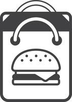 bag and hamburger illustration in minimal style vector