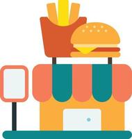 hamburger shop building illustration in minimal style vector