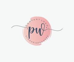 Initial PW feminine logo. Usable for Nature, Salon, Spa, Cosmetic and Beauty Logos. Flat Vector Logo Design Template Element.