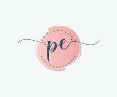 Initial PE feminine logo. Usable for Nature, Salon, Spa, Cosmetic and Beauty Logos. Flat Vector Logo Design Template Element.