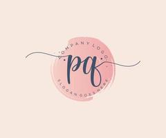 Initial PQ feminine logo. Usable for Nature, Salon, Spa, Cosmetic and Beauty Logos. Flat Vector Logo Design Template Element.