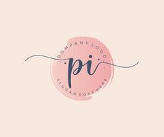 Initial PI feminine logo. Usable for Nature, Salon, Spa, Cosmetic and Beauty Logos. Flat Vector Logo Design Template Element.