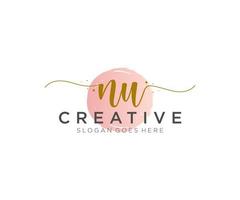 initial NU Feminine logo beauty monogram and elegant logo design, handwriting logo of initial signature, wedding, fashion, floral and botanical with creative template. vector