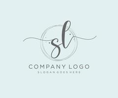 Initial SL feminine logo. Usable for Nature, Salon, Spa, Cosmetic and Beauty Logos. Flat Vector Logo Design Template Element.