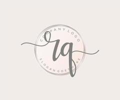 Initial RQ feminine logo. Usable for Nature, Salon, Spa, Cosmetic and Beauty Logos. Flat Vector Logo Design Template Element.