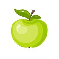 Green apple fruit with leaf vector