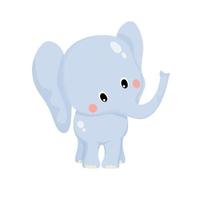 ilustración vectorial de lindo elefante animal aislado en estilo de dibujos animados sobre fondo blanco. uso para aplicación infantil, juego, libro, impresión de ropa, estampado de camisetas, baby shower. vector