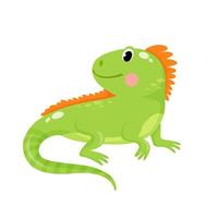 ilustración vectorial de lindo animal aislado de iguana verde sobre fondo blanco, para aplicación infantil, juego, libro, estampado de ropa, tarjeta. vector
