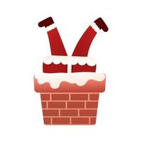 Santa Claus character descends the chimney in cartoon style on white background, clip art for poster design vector