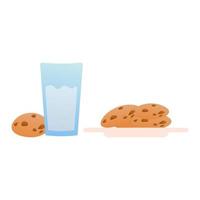 Cookie and milk for santa in cartoon style, isolated on white background, clip art for poster design or greetings card vector