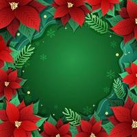 flores de pascua con fondo rojo y verde vector