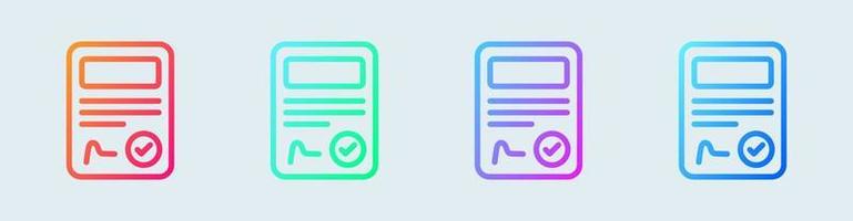 Certificate line icon in gradient colors. Document signs vector illustration.