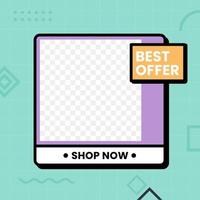 Social media post template in retro design style. Feed template with best offer text. vector