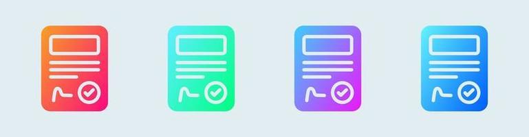 Certificate solid icon in gradient colors. Document signs vector illustration.