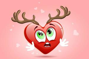 Heart cartoon with deer horns vector