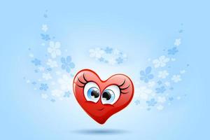 Funny heart angel with wings and nimbus from blue flowers vector