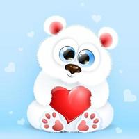 Bear white with heart vector