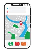 map on phone with a pin as a house and black phone frame vector