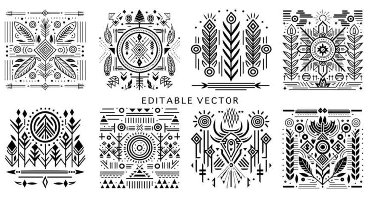 Tribal textures patterns graphic design tattoo logo editable vector