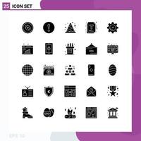 25 Thematic Vector Solid Glyphs and Editable Symbols of gear management attention file sign Editable Vector Design Elements