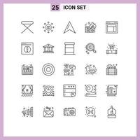 25 Creative Icons Modern Signs and Symbols of layout wall shopping store security fire Editable Vector Design Elements