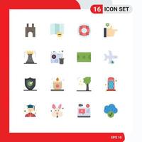 Pack of 16 Modern Flat Colors Signs and Symbols for Web Print Media such as strategy castle life thumbs up bubble Editable Pack of Creative Vector Design Elements