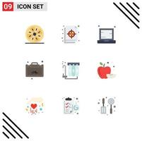 9 Thematic Vector Flat Colors and Editable Symbols of office briefcase target notebook electronic Editable Vector Design Elements