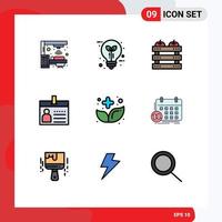 Set of 9 Modern UI Icons Symbols Signs for id card light badge food Editable Vector Design Elements